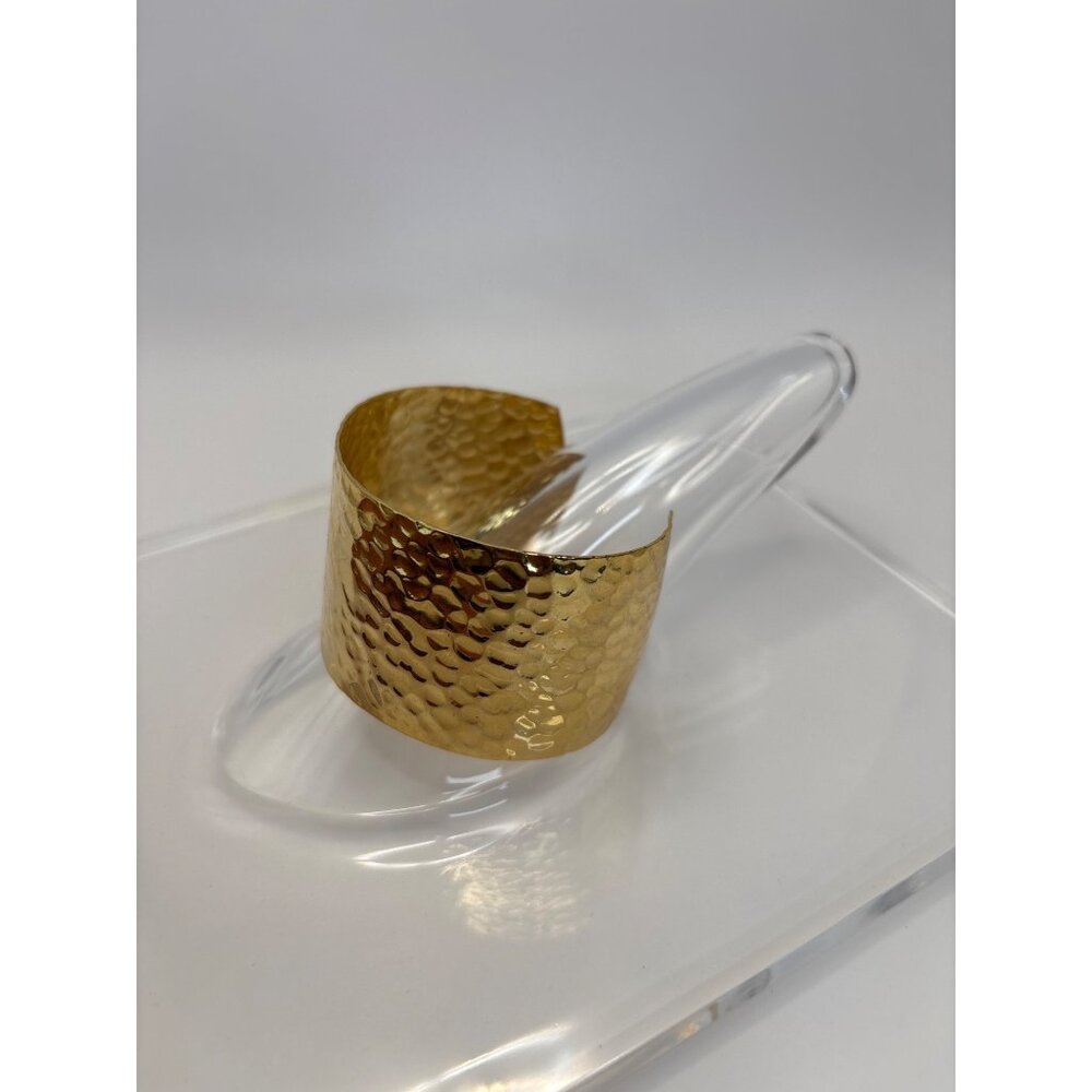 Vintage Gold Tone Hammered Cuff Bracelet - Picture 2 of 4